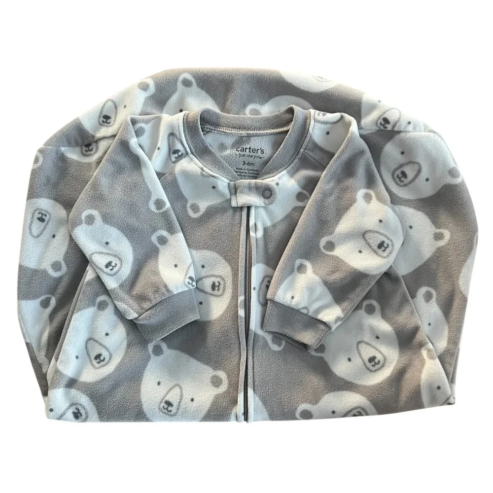 Carters Bear‎ Fleece Sleep Sack 3-6m Gray White